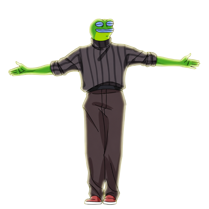 pepe with arms wide, basking in the sun